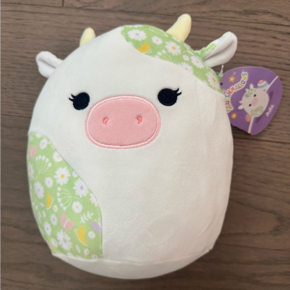 NWT Easter Squishmallows Ada Green and White Cow Plush